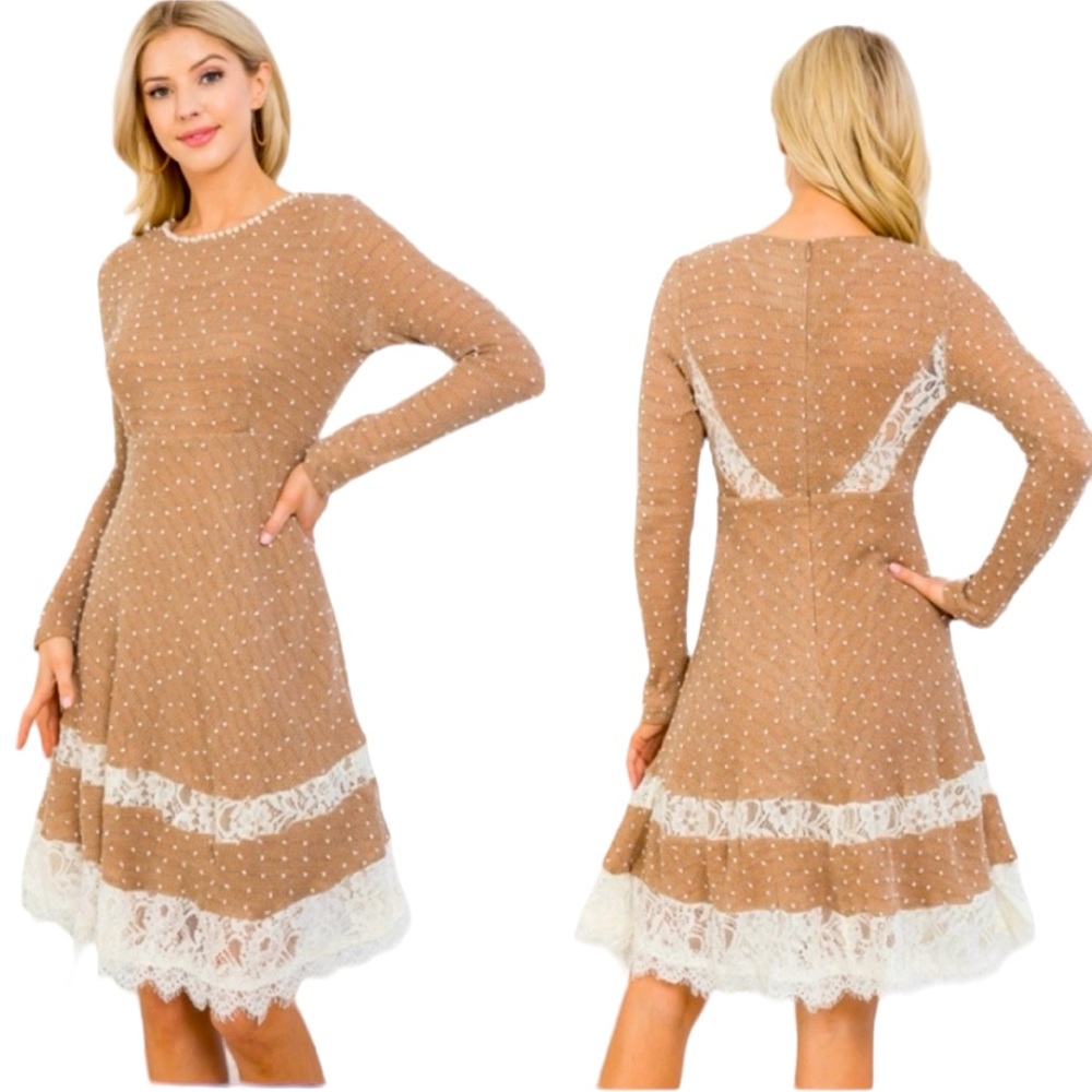 🆕 RYU Boutique Handmade Pearl Neck Lacey Dress